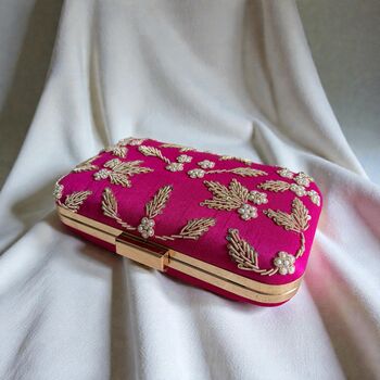 Hot Pink Pearl Rectangular Clutch Bag, 9 of 9