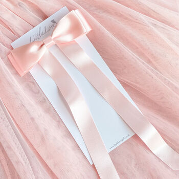 Pale Pink Satin Flower Girl Bow Barrette, 2 of 7