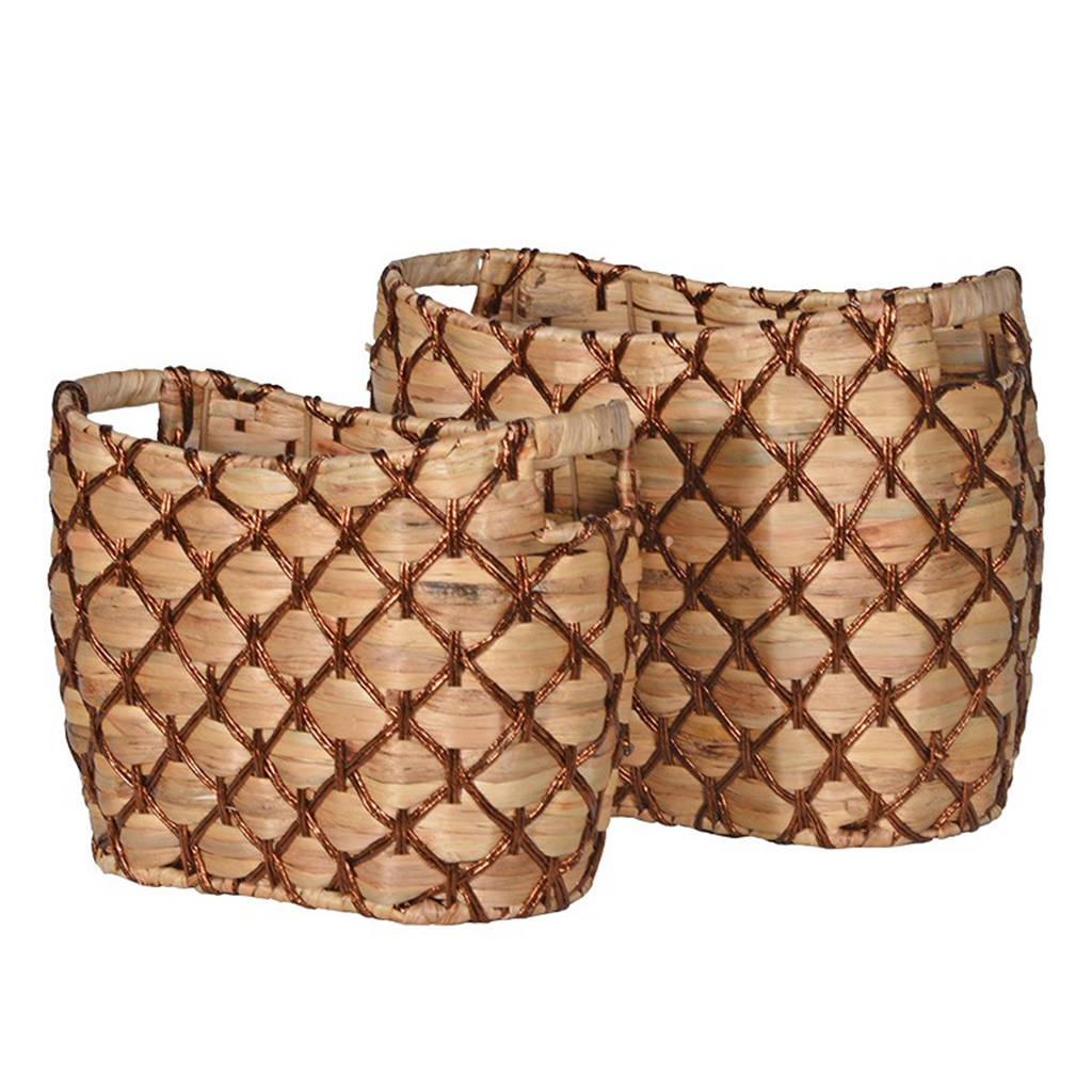 Set Of Two Hyacinth Woven Storage Baskets By Dibor