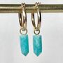 Amazonite Gemstone Spike Hoop Earrings In Gold Vermeil, thumbnail 3 of 6