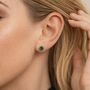 Gold Plated Sterling Silver May Emerald Birthstone Stud Earrings – 7mm, thumbnail 1 of 7