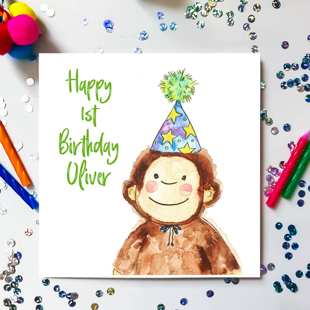 Personalised Monkey Birthday Card, 1 of 5