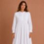 White Cotton Nightdress Polo Long Sleeve Broderie Anglaise Vintage Victorian Nightgown, thumbnail 12 of 12