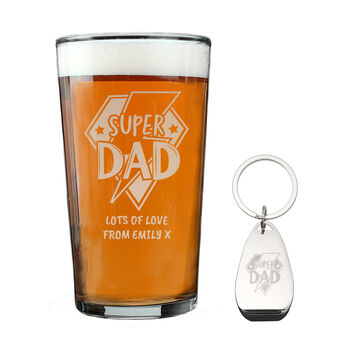 Super Dad Gift Beer Glass And Bottle Opener, 5 of 5