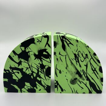 Graffiti Black And Green Bookends, 2 of 10