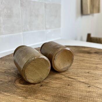 Pair Of Vintage Brown Stoneware Ink Bottles, 5 of 5