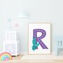 Kids Animal Alphabet Initial Art Print, thumbnail 1 of 11