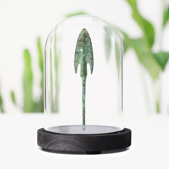 Mycenaean Greek Arrowhead Authentic Fossil Glass Bell Jar, 2 of 4