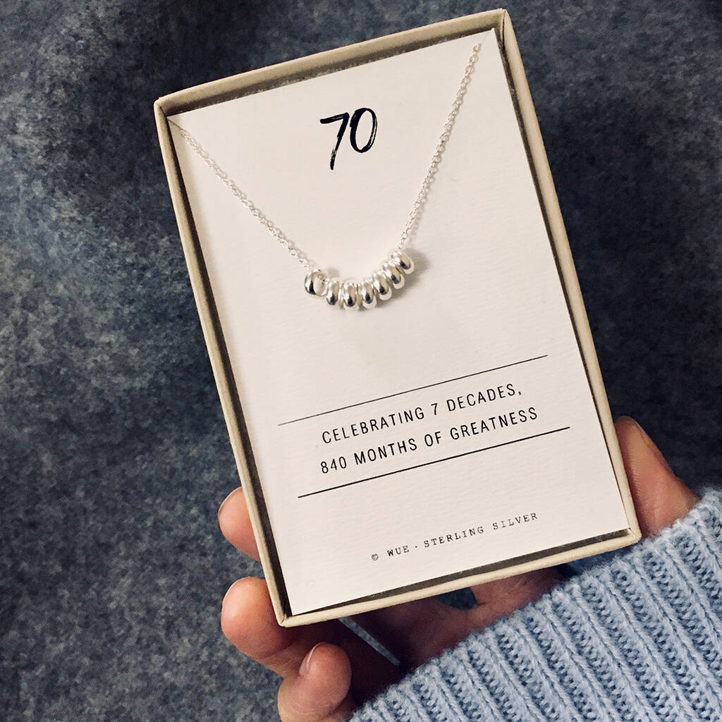 70th Birthday Gift Silver Necklace, 1 of 4