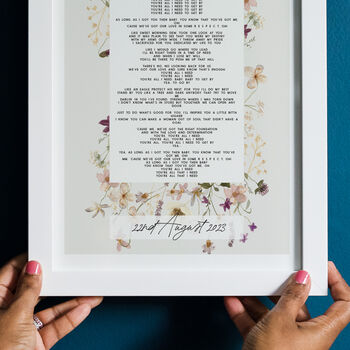 Personalised Floral First Dance Lyrics Print, 5 of 9
