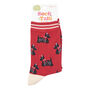 Scottish Terriers Bamboo Dog Socks Women's Red, thumbnail 2 of 3
