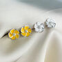 Sterling Silver White Or Yellow Flower Stud Earrings, thumbnail 1 of 4