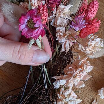 Dried Flower Diy Wreath Kit, Pink, 7 of 11
