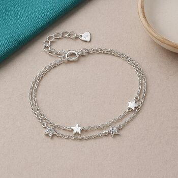 40th Birthday Solid Sterling Silver Four Star Bracelet, 4 of 4