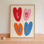 Love Hearts Print, Hearts Wall Art, thumbnail 1 of 9