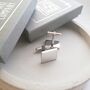 Stainless Steel Engraved Rectangle Cufflinks, Handwriting, thumbnail 2 of 3