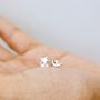 Tiny Moon And Star Stud Earrings, thumbnail 1 of 9