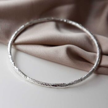 Sterling Silver Bark Bangle, 3 of 8