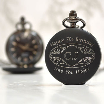 Personalised 70th Birthday Gift Pocket Watch Initials, 2 of 3