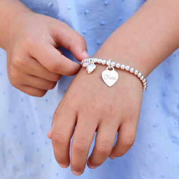 Girl's Personalised Sterling Silver Ball Bracelet, 2 of 6