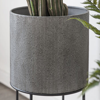 Grey Industrial Metal Planters – Set Of Two, 2 of 2