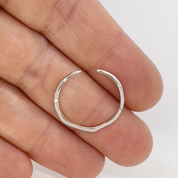 Sterling Silver Skinny Molten Ring Adjustable, 3 of 7