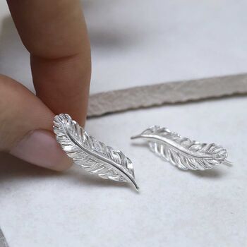 Sterling Silver Feather Ear Climbers, 7 of 9