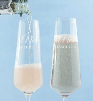 Personalised Couples' Champagne Flute Set, 2 of 3
