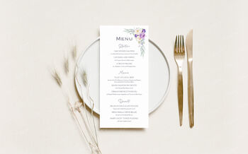 Wedding Menu Purple Floral, 2 of 4