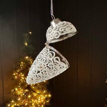 Hanging Glass Opening Heart Christmas Tree Bauble, 2 of 2