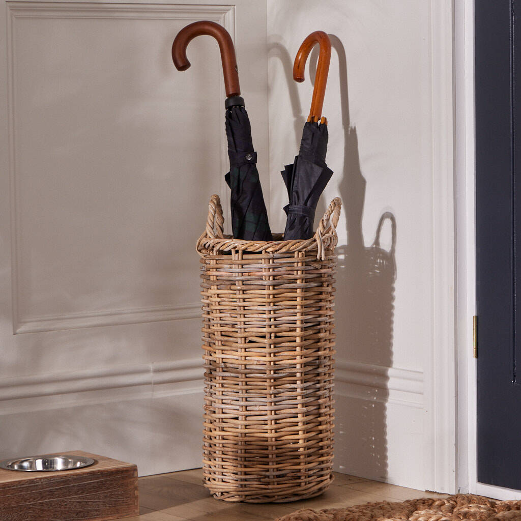Natural Rattan Round Umbrella Basket By Dibor