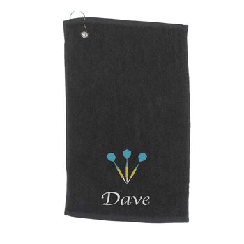 Embroidered Darts Towel With Name And Carabina, 7 of 7