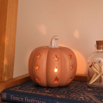 Ceramic Pumpkin Starry Tealight Holder, 2 of 3