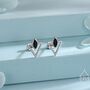 Sterling Silver Triangle And Black Marquise Cz Arrow Stud Earrings, thumbnail 1 of 12