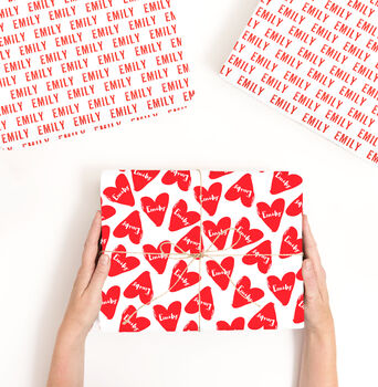 Personalised Valentine's Heart Wrapping Paper, 3 of 3