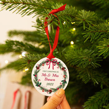 Personalised First Christmas As Mr And Mrs Decoration, 2 of 5