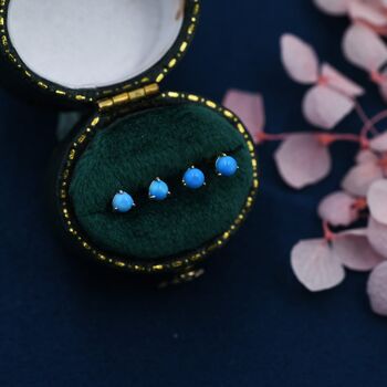 Genuine Turquoise Stone Tiny Stud Earrings, 4 of 12