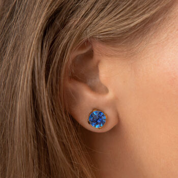 Sapphire Blue Swarovski Crystal Stud Earrings, 5 of 5