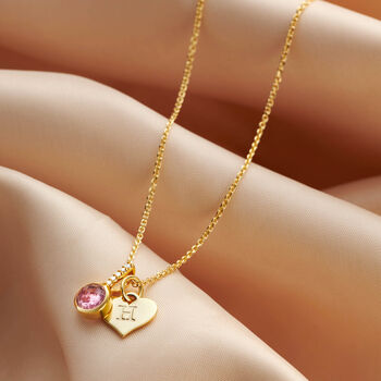 Birthstone Necklace With Initial And Real Diamonds, 3 of 12