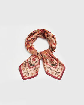Folksy Fox Tales Peach Square Scarf, 4 of 5