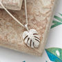 Monstera Palm Leaf Solid Silver Necklace, thumbnail 2 of 6