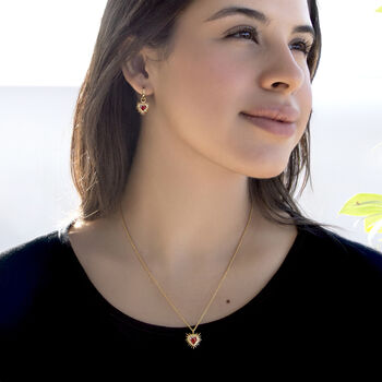 Gold And Red Sacred Heart Necklace And Earrings Set, 2 of 8