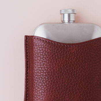 Steel Hip Flask With Premium Leather Sleeve, 7 of 8