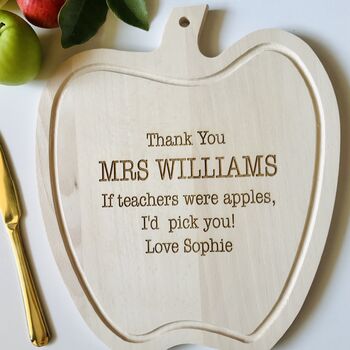 Teachers Gift Personalised Apple Shape Cutting Board, 2 of 3