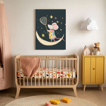Catching The Stars Mouse Nursery Art Print, 3 of 4