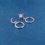 925 Sterling Silver Moon And Star Mismatched Hoop Earrings, thumbnail 5 of 7