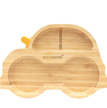 Bamboo Car Plate With Suction Base Orange, 2 of 3