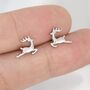 Sterling Silver Running Reindeer Stud Earrings, thumbnail 9 of 12