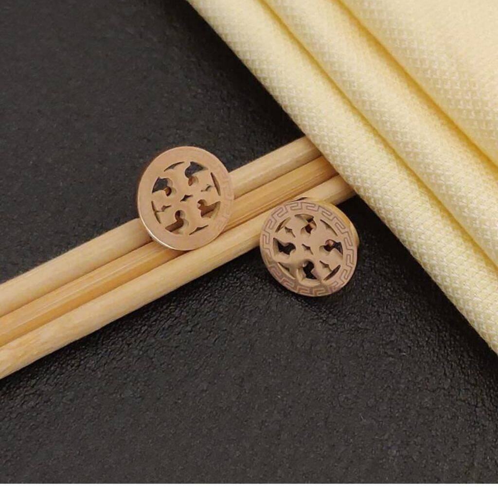 Large Round Tb Elegant 18ct Gold Plated Stud Earrings By The Colourful