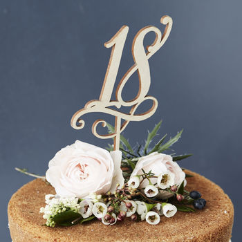 Decorative Birthday Age Wooden Cake Topper, 2 of 7